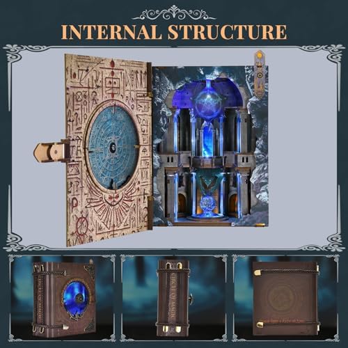 MiniCity DIY Book Nook Kit, 3D Wooden Bookend Bookshelf Insert Decor with LED Light, 278 Pcs Craft Kit for Teens & Adults (Circle of Magic) - Image 5