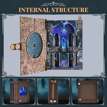 MiniCity DIY Book Nook Kit, 3D Wooden Bookend Bookshelf Insert Decor with LED Light, 278 Pcs Craft Kit for Teens & Adults (Circle of Magic) - Image 5