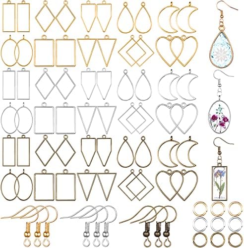 Inbagi 180 Pcs Open Bezels for Resin Jewelry, Hollow Frame Pendants Kit by Inbagi