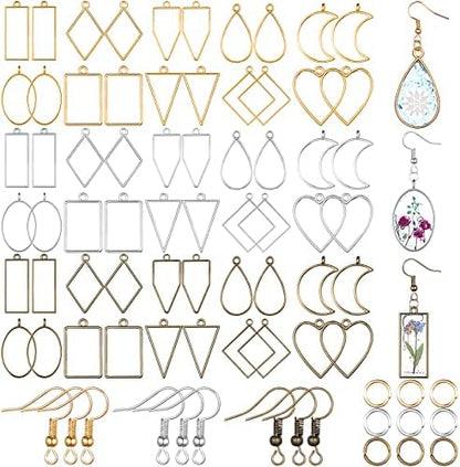 Inbagi 180 Pcs Open Bezels for Resin Jewelry, Hollow Frame Pendants Kit by Inbagi