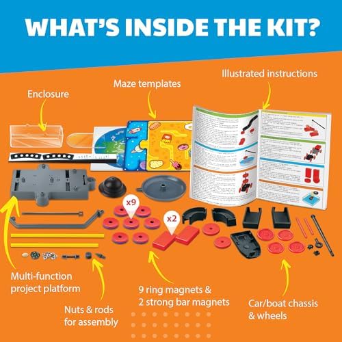 4M Magnet Science Kit for Kids Ages 5+ — 20+ Hands-On Experiments with 40+ Components, Build Maglev Transporter, Magnetic Racer, UFO & Compass Yacht, STEM Educational Toy Gift for Boys Girls - Image 3