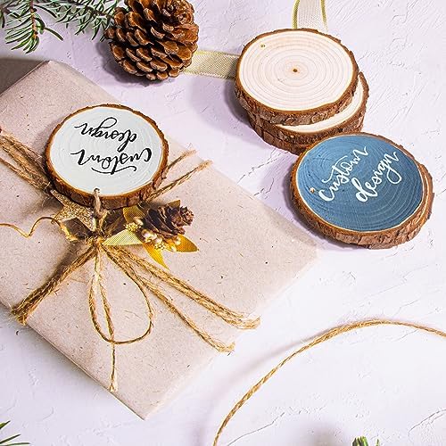 SENMUT Wood Slices 3.5-4.0 inch Natural Rounds Unfinished Wooden Circles - Image 2