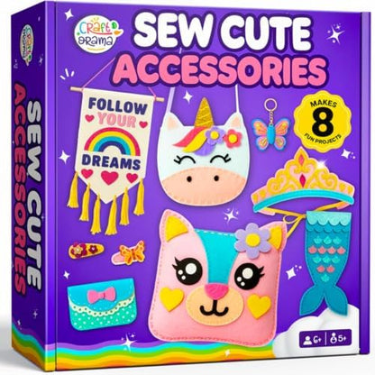 Craftorama Sewing Kit for Kids, Fun and Educational Accessories Craft Set for Girls Age 7-12, Sew Your Own Felt Accessories Craft Kit for Beginners by Craftorama