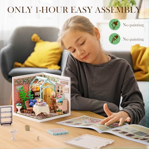 Rolife Super Creator-DIY Plastic Miniature House for Adults, Mini Blocks Model Kit Building Set for Teens 8-12, DIY Crafts/Hobbies/Building Blocks Toys for Teens&Adults (Blooming Tea Garden) - Image 3