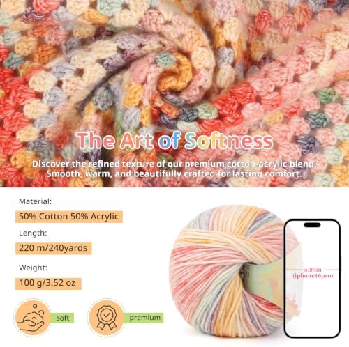 Coopay Crochet Kit for Beginners, Variegated Granny Square Blanket Kit - Image 4