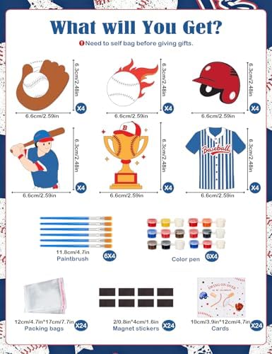 Bafeil 24 Set Baseball Party Favors - Baseball Goodie Bags Favors - Image 3