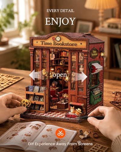Book Nook Kit DIY Miniature House Kit for Adults, Timeless Library Mini Dollhouse with Furniture & LED Lights, 3D Wooden Puzzle Bookshelf Insert Decor, Creative Gift for Teens, Family & Friends - Image 3