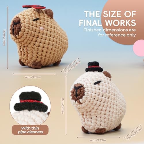 Crochet Kit for Beginners, Capybara Animal Kits for Adults, Amigurumi Set - Image 5
