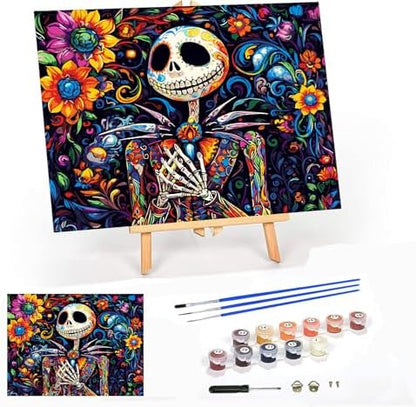 Halloween Framed Paint by Numbers Kits for Adults 12x16in with Wooden Easel by MeothanDiamondPainting