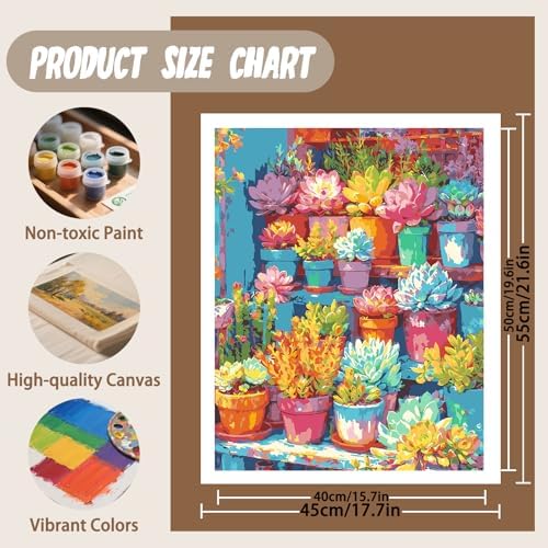 XTCIXAL Paint by Numbers Kit for Adults, Succulent - 16X20 Inch - Image 4