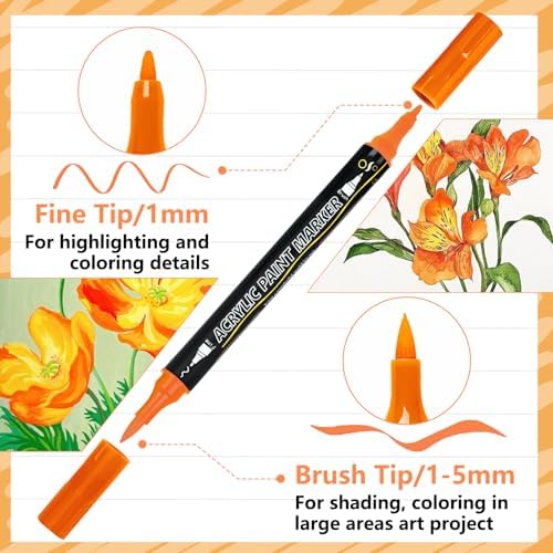100-Pack Acrylic Paint Pens, Dual Tip with Brush & Fine, Carrying Case - Image 2