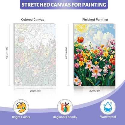 Framed Paint by Numbers Kit for Adults Beginner & Kids Ages 8-12, Flowers Easy Paint by Numbers without Easel, DIY Adult Painting by Number Kits on Canvas with frame for Gift Home Decor 8 x 12 Inch - Image 5