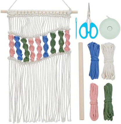 FREEBLOSS Macrame Wall Hanging Kit Spiral Knots Macrame Wall Hanging Kit DIY Multi Coloured Macrame Wall Art DIY Macrame Fringe Hanging Kit Macrame Kit with Instructions for Beginners Adults by FreeandCreativeCraftsArt
