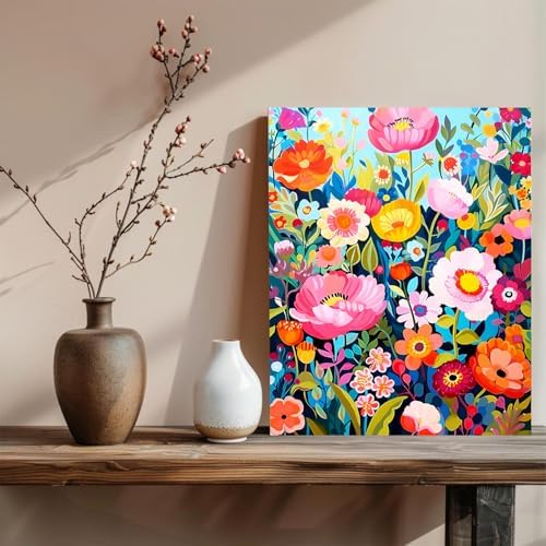 xcemhil Flowers Paint by Number Kit for Adults, Paint by Numbers Flowers, Adult Paint by Number Kits on Canvas for Gift Home Wall Decor 16x20in - Image 3