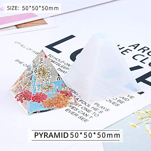 500ml Clear UV Resin Crafting Kit with 5 Molds Cube Pyramid Square Round for Specimen Home Decoration DIY + 38 Open Bezels for Pendants Earrings Jewelry Making, with UV Lamp + 24 Glitter & Flowers - Image 4