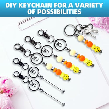 20 Pcs Beadable Keychains Bulk Kit – DIY Keychain Making Supplies with Metal Blanks for Crafts, Jewelry, Charms, Custom Projects – Blank Chain Bars for Beaded Keychain Design (Gray) - Image 5