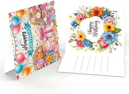 ACSAUMMY DIY Happy Birthday Diamond Art Painting Cards, 6 Pack Cake Gem Art Greeting Cards with Envelopes, 5D Diamond Dots Kits Birthday Cards Making Kits for Adults Family Friends Birthday Gifts - Image 5