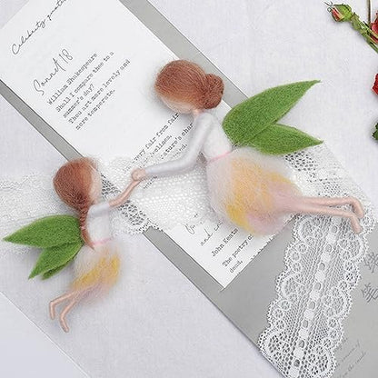 Green Wing Fairy Needle Felting Kit Mom 6INCH Kid 4INCH Friendly Instruction DIY Craft Kit for Beginners - Image 5