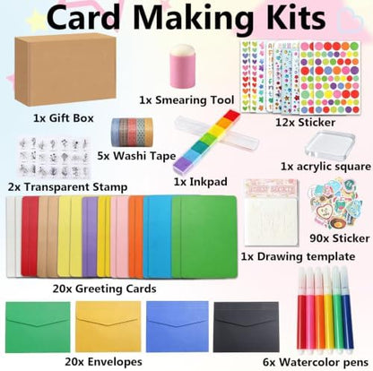 Card Making Kits For Adults- 20 Blank Greeting Cards And Envelopes With Stamp Set Handmade Greeting Card Sets Make Your Own Card Crafts for Birthdays Festive Celebrations Christmas Thank You - Image 2