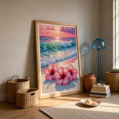 Mosaflare Beach Flower Stamped Cross Stitch Kits for Beginner 12x16 Inch - Image 5