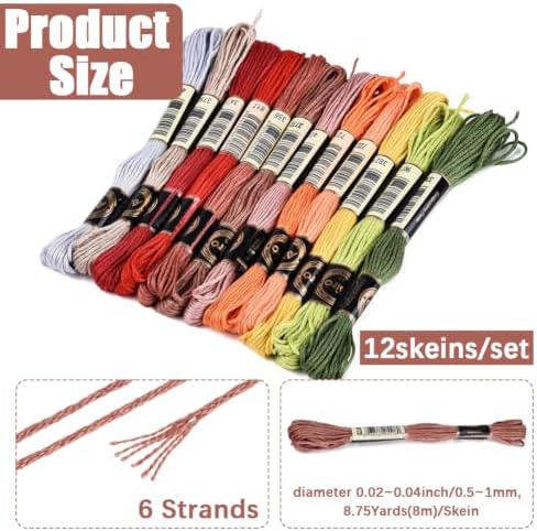 12 Skeins 105 Yards Multi Color Cross Stitch Thread for Bracelets - Image 2