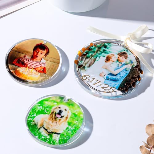 LET’S Resin 21-Cavities Keychain Resin Molds with Hole, 4 Sizes 2.95'' 2.76'' 2.36'' 1.97'' Flat Circle Round Silicone Molds for Resin, Epoxy Resin Molds for DIY Christmas Ornaments,Wedding Favor - Image 5