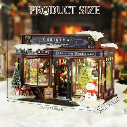 Christmas Miniature Dollhouse Kits, Tiny House Kit and Light - Image 2