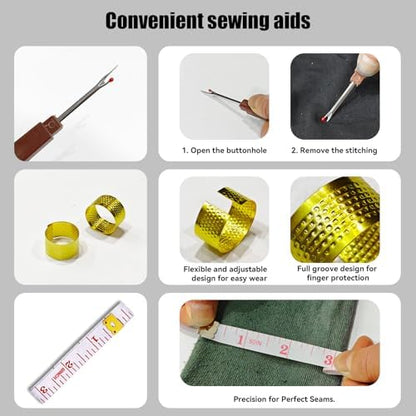 Jlpawsecc 44 Pcs Sewing Kit for Adults and Beginners, Big Eye Steel Sewing Needles Kit for Hand Sewing with Needle Threader, Seam Ripper, Threads and Thimbles - Image 3
