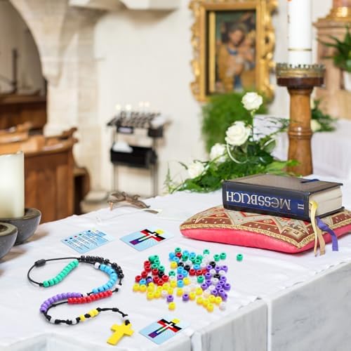 Ferreve 24 Set Rosary Making Kit for Kids, Beaded Craft with Bible Cards - Image 6