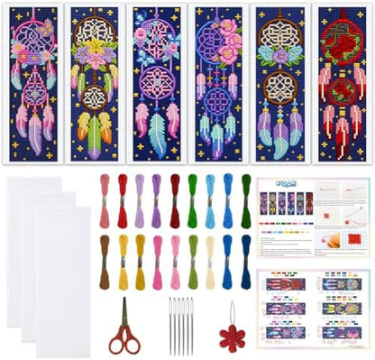 ORIGACH 6 Set Dream Catcher Cross Stitch Bookmark Kit for Beginner by ORIGACH