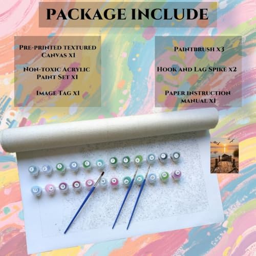 ACANDYL Bridge DIY Paint by Numbers Kit for Adults Beginner Sunset Beach Paint by Number for Adults Landscape Canvas Painting by Number DIY Acrylic Oil Painting on Canvas Arts Craft Decor 16x20 Inch - Image 6