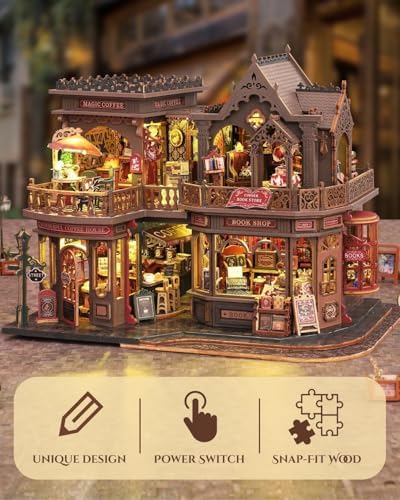 Letter Coffee DIY Miniature House Kit with LED Light - Assembled Dollhouse Kit for Shelf Decor - Wood 3D Puzzles Tiny House Book Nook - Creative Gift for Adults at Birthday Christmas - Image 3