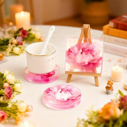 Coaster Molds for Epoxy Resin - 8 Cavities Round and Square Resin Coaster Molds Set, Epoxy Resin Molds Silicone for Flower Bouquet Preservation,DIY Agate Coasters, Candle Trays - Image 5