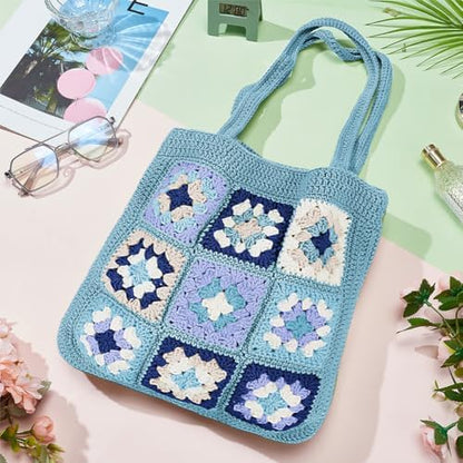ORIGACH DIY Granny Square Crochet Bag Kit for Beginners Adults, Crochet Granny Square Bag Kit with Instruction Video Tutorials, Learn to Crochet Bag Making Kit for Starters, Dark Blue - Image 7