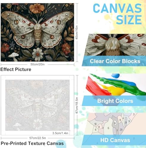 Paint by Numbers Kit for Adults, Butterfly DIY Acrylic Canvas Painting Set - Image 3