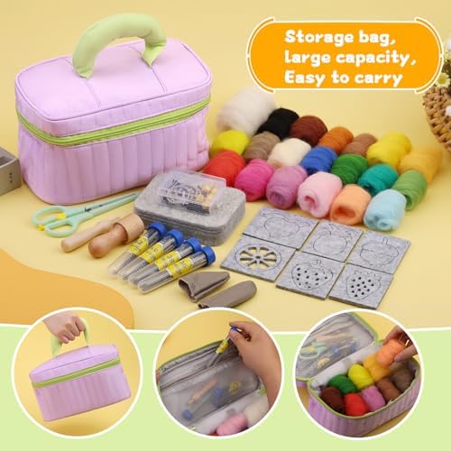 SOCNITC 20 Colors Needle Felting Starter Kit with Tools for Beginners - Image 6
