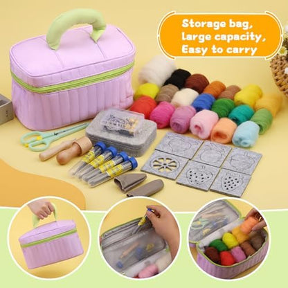 SOCNITC 20 Colors Needle Felting Starter Kit with Tools for Beginners - Image 6