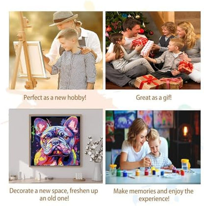 Artunion Framed Paint by Numbers Kit for Adults Beginners & Kids Ages 8-12,French Bulldog Paint by Number with Frame,Easy Dog Paint by Numbers Kit on Canvas 10 * 10 Inch Without Easel - Image 7