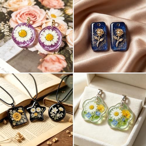 16 Cavity Resin Keychain Silicone Mold with Hole Jewelry Pendant Ear Stud Epoxy Casting Molds, DIY Craft Molds for Necklace Pendant, Earring, Cabochon Gem Making - Image 2
