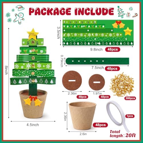 48 Sets Christmas Tree Pot Craft Kit, Standing Paper Xmas Tree DIY Bulk - Image 2