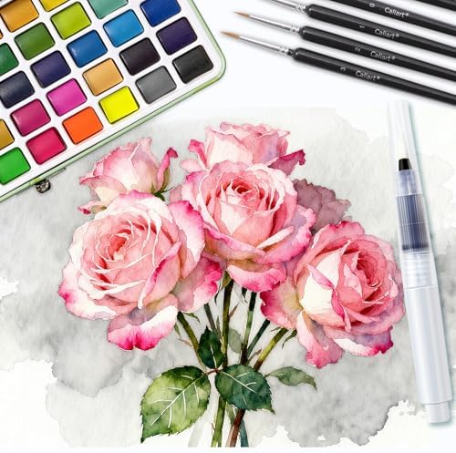 Caliart 50 Colors Watercolor Paint Set, Portable Art Supplies Palette Kit - Image 2