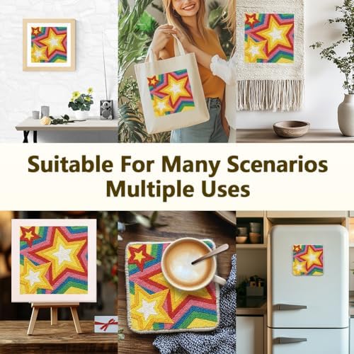 Doodlream Colorful Stars DIY Punch Needle Embroidery Kit for Adult Beginner, 9.4" Stars Punch Stitching Craft Set for Starter with Frame,Fabric Pattern,Threader, Yarn, Pinch Needle - Image 5