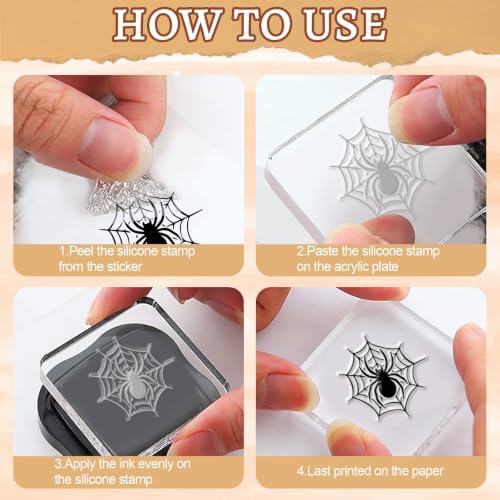 GLOBLELAND 6 Sheets Halloween Ghosts Witches Clear Stamps Set with 2 Style Scrapbook Papers for Card Making DIY Scrapbooking Photo Album Decor - Image 4