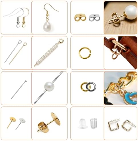 3824Pcs Earring Making Kit with Jewelry Pliers – Complete DIY Earring Supplies Including Hooks, Eye Pins, Jump Rings, Hypoallergenic Jewelry Findings for Beginners and Professionals - Image 5