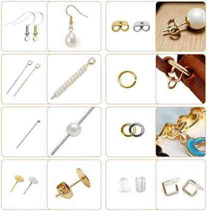 3824Pcs Earring Making Kit with Jewelry Pliers – Complete DIY Earring Supplies Including Hooks, Eye Pins, Jump Rings, Hypoallergenic Jewelry Findings for Beginners and Professionals - Image 5