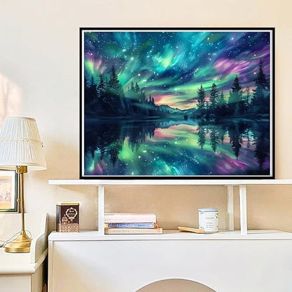 Hutarosl Paint by Numbers for Adults-Aurora Paint by Number Canvas for Adults,Starry Sky Paint by Number Adult,Aurora DIY Oil Painting Kits for Gifts Home Decor 16x20in - Image 2