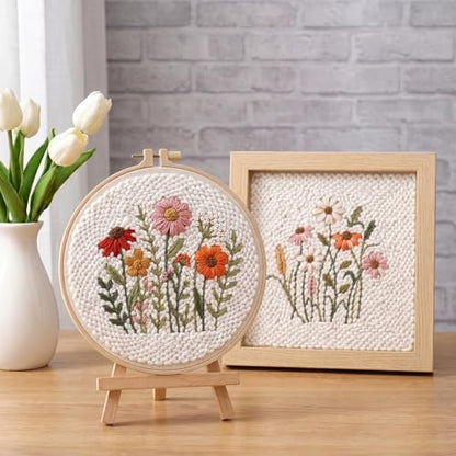 Lyksgir 3 Sets Punch Needle Kits, Flowers Punch Embroidery Kits - Image 5