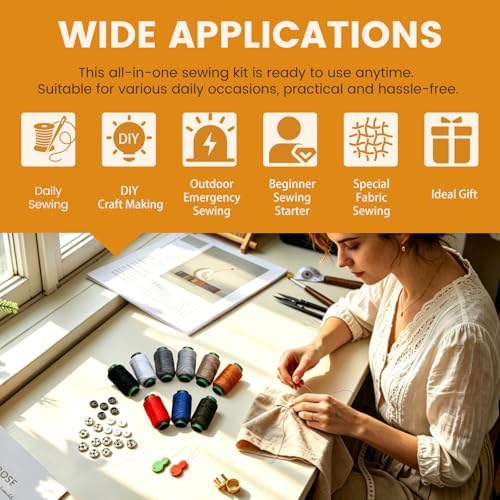 TLKKUE Sewing Kit, Travel Sewing Kit with Upholstery Threads and Needles - Image 5