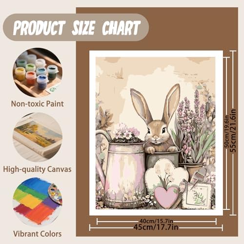 XTCIXAL Paint by Numbers Kit for Adults, Rabbit, 16X20 Inch - Image 2