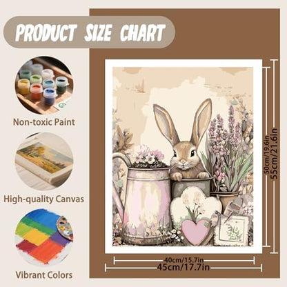 XTCIXAL Paint by Numbers Kit for Adults, Rabbit, 16X20 Inch - Image 2